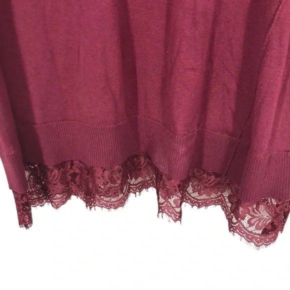 LOGO Lori Goldstein Cashmere Blend Tunic Top w/Lace Hem, Super Soft SZ M - Picture 7 of 8